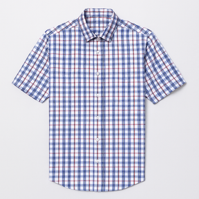 Camisa masculina xadrez manga curta, confeccionada em algodão, estilo slim fit, ideal para o verão.