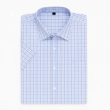 Camisa masculina xadrez manga curta, slim fit, confeccionada em algodão, estilo casual para o verão.