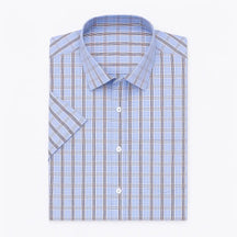 Camisa masculina xadrez manga curta, slim fit, confeccionada em algodão, estilo casual para o verão.