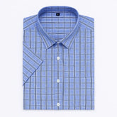 Camisa masculina xadrez manga curta, slim fit, confeccionada em algodão, estilo casual para o verão.