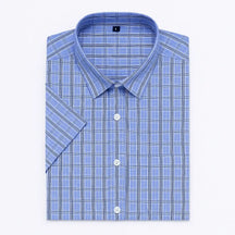 Camisa masculina xadrez manga curta, slim fit, confeccionada em algodão, estilo casual para o verão.