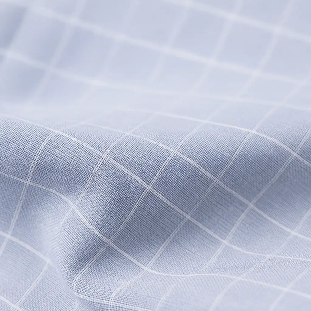 Camisa masculina Oxford cinza, manga longa, 100% algodão, padrão quadriculado discreto e gola abotoada elegante.