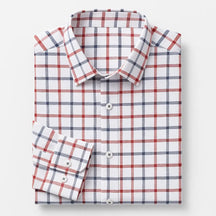 Camisa masculina Oxford xadrez, manga longa, 100% algodão, gola abotoada e estilo clássico casual.