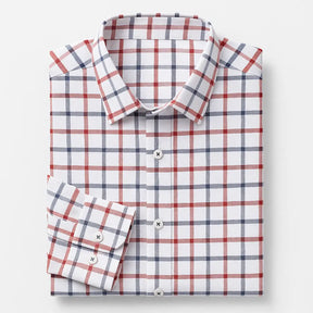 Camisa masculina Oxford xadrez, manga longa, 100% algodão, gola abotoada e estilo clássico casual.