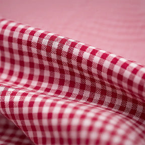 Camisa masculina Oxford xadrez vermelho e branco, manga longa, 100% algodão, gola abotoada e estilo clássico casual.