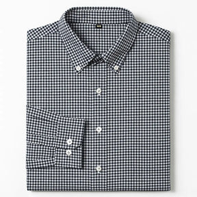 Camisa masculina Oxford xadrez , manga longa, 100% algodão, gola abotoada e estilo clássico casual.