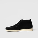 Loafer masculino Milano High-Top em camurça cinza, design moderno de cano médio.