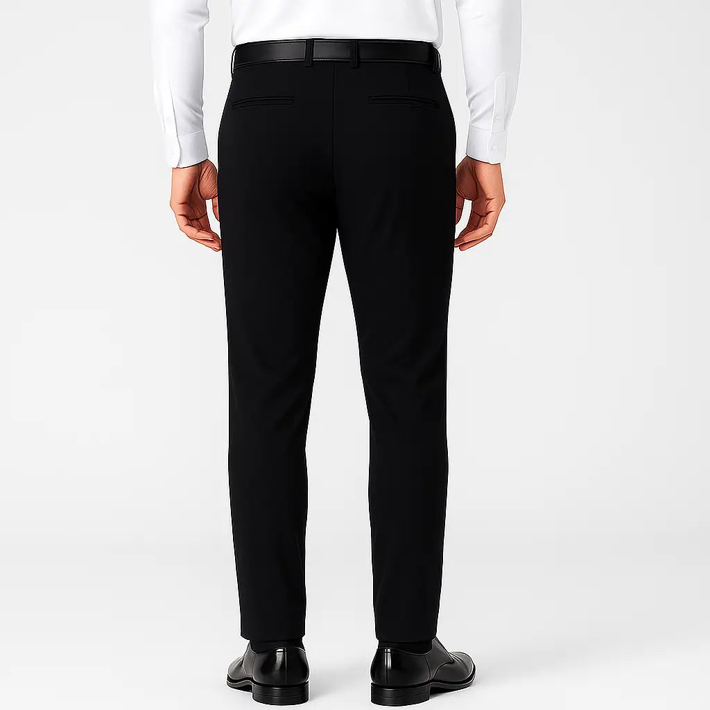 Calça Masculina Social MODAL PLUS: leve e respirável, não transparente, com caimento sofisticado. Frescor e conforto em dias quentes.leve e respirável, demonstrando tecido não transparente e caimento sofisticado para o verão.