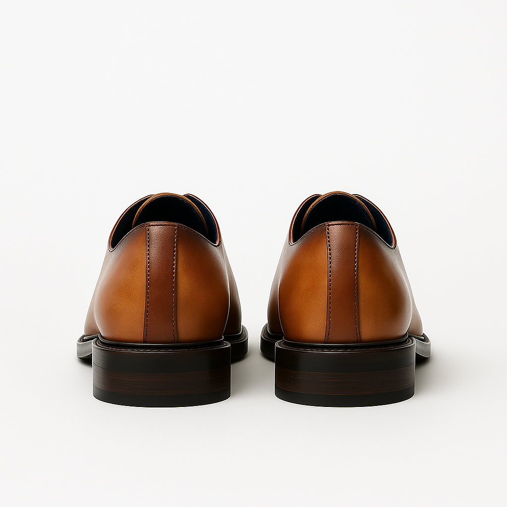 Foto do sapato Oxford masculino Modena em couro legítimo preto com bico fino, cadarço fechado e acabamento polido elegante