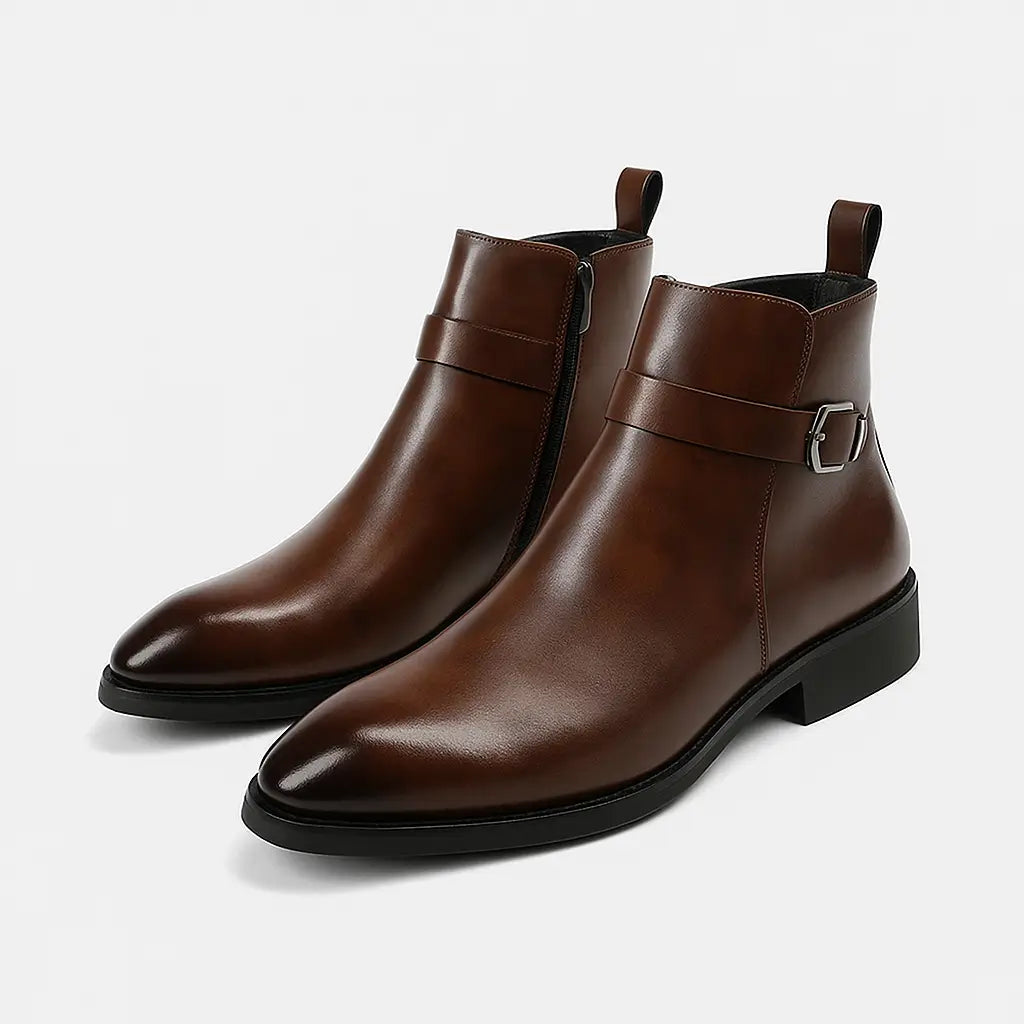 Bota Masculina Chelsea com Zíper e Fivela