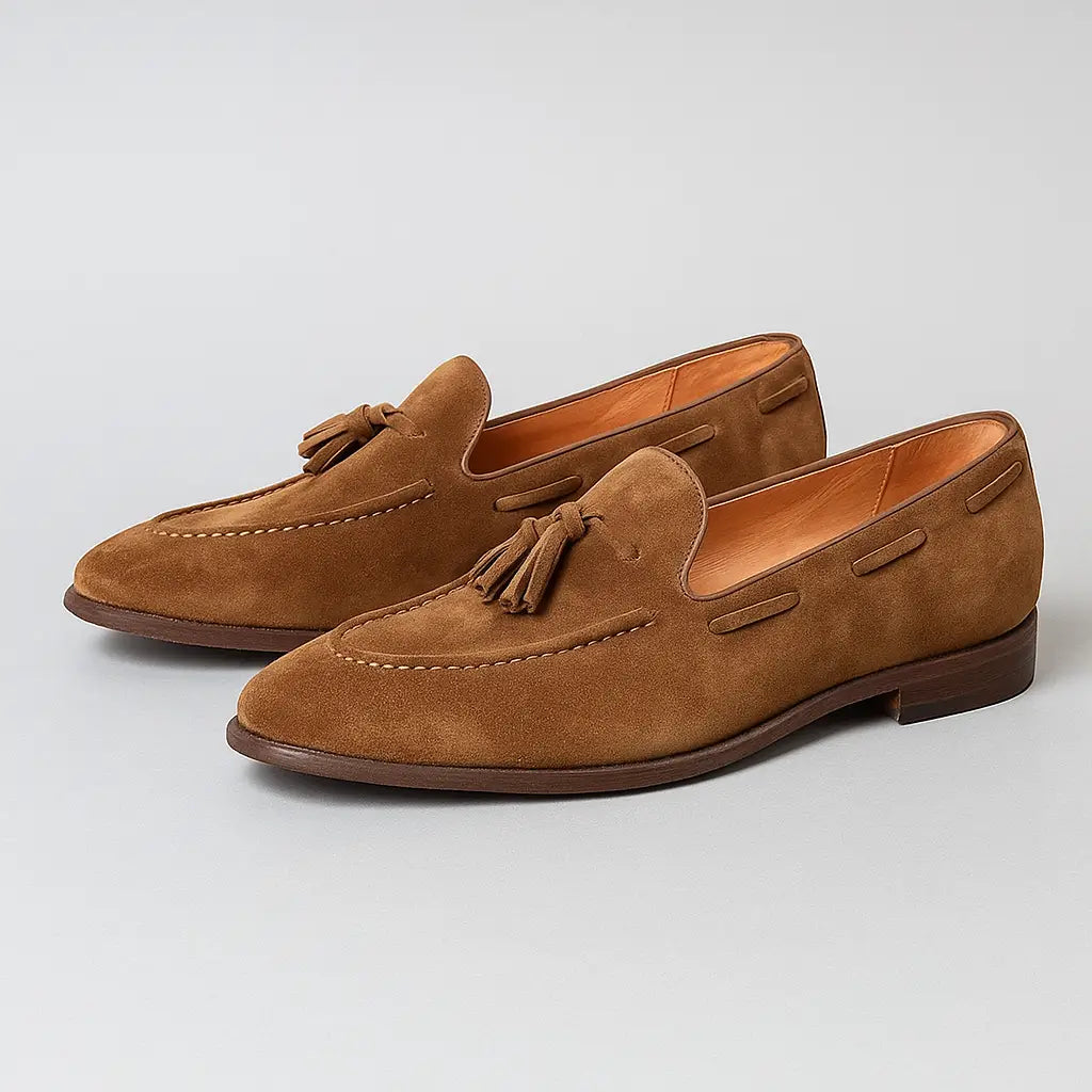 Mocassim Masculino Tassel Em Camurça