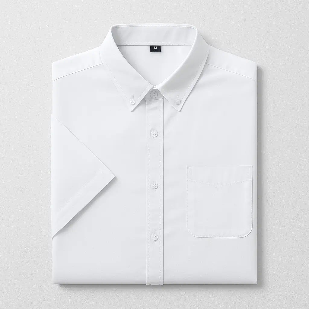 Camisa masculina manga curta lisa com fechamento em botões e manga curta, modelagem que se adapta em qualquer corpo.