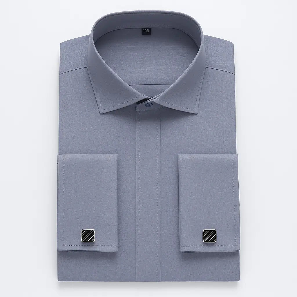 Camisa Social Masculina Business com abotoadeira de luxo e algodão premium