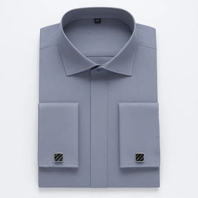 Camisa Social Masculina Business com abotoadeira de luxo e algodão premium