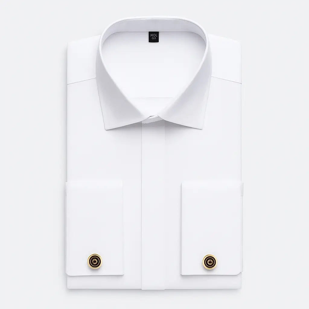 Camisa Social Masculina Business com abotoadeira de luxo e algodão premium