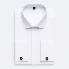 Camisa Social Masculina Business com abotoadeira de luxo e algodão premium