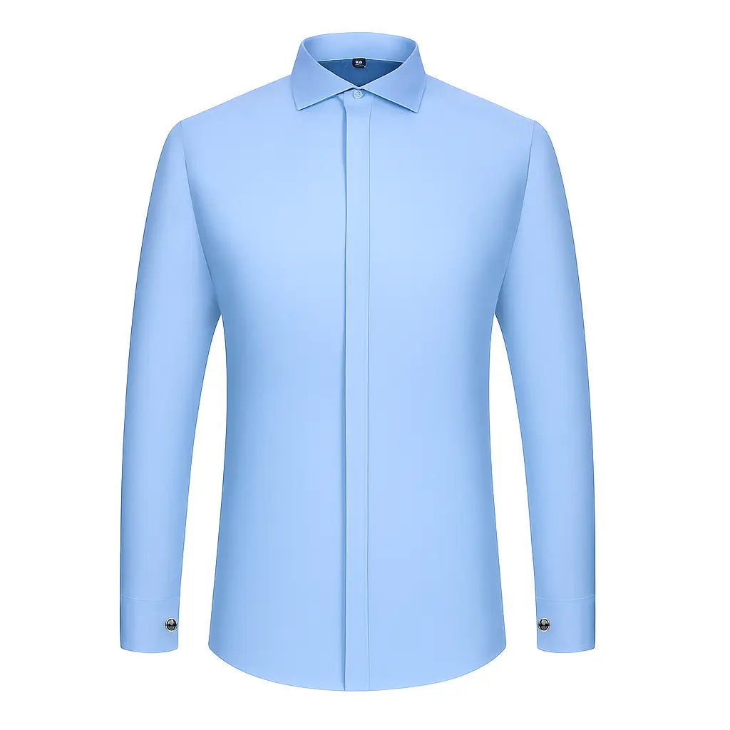 Camisa Social Masculina Business com abotoadeira de luxo e algodão premium