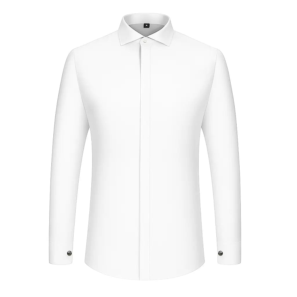 Camisa Social Masculina Business com abotoadeira de luxo e algodão premium