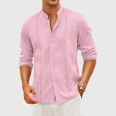 Camisa Masculina Casual Manga Longa e Gola Padre