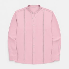Camisa Masculina Casual Manga Longa e Gola Padre