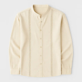 Camisa Masculina Casual Manga Longa e Gola Padre