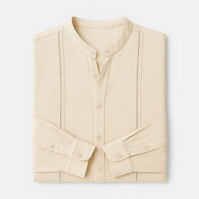 Camisa Masculina Casual Manga Longa e Gola Padre