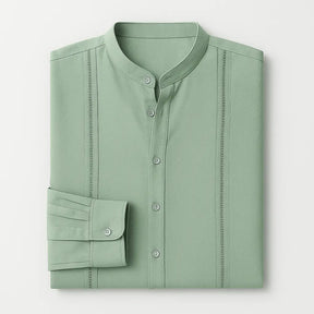 Camisa Masculina Casual Manga Longa e Gola Padre