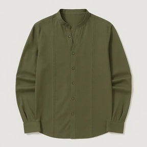 Camisa Masculina Casual Manga Longa e Gola Padre