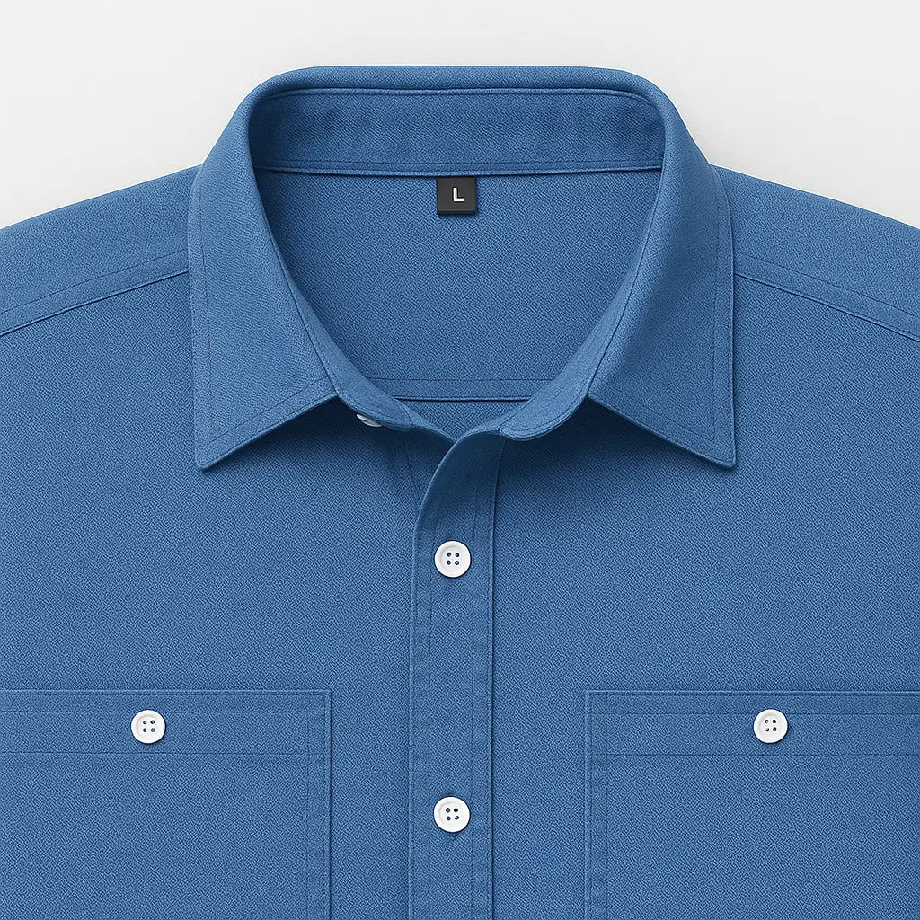 Camisa Masculina Jeans Algodão Denim manga longa e fechamento com botões 