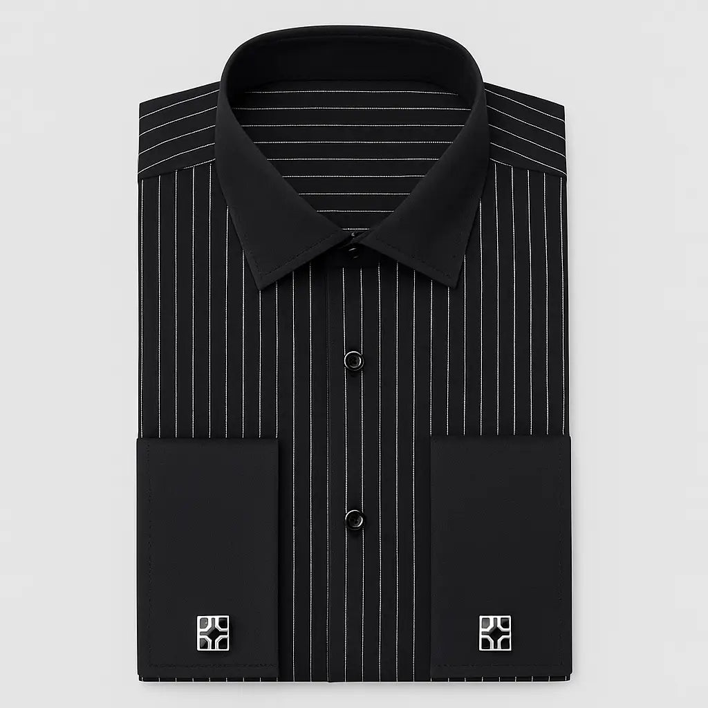 Camisa Social Masculina Punho duplo com abotoadeira de luxo e algodão premium