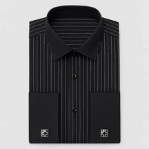 Camisa Social Masculina Punho duplo com abotoadeira de luxo e algodão premium