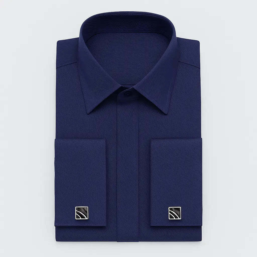 Camisa Social Masculina Punho duplo com abotoadeira de luxo e algodão premium