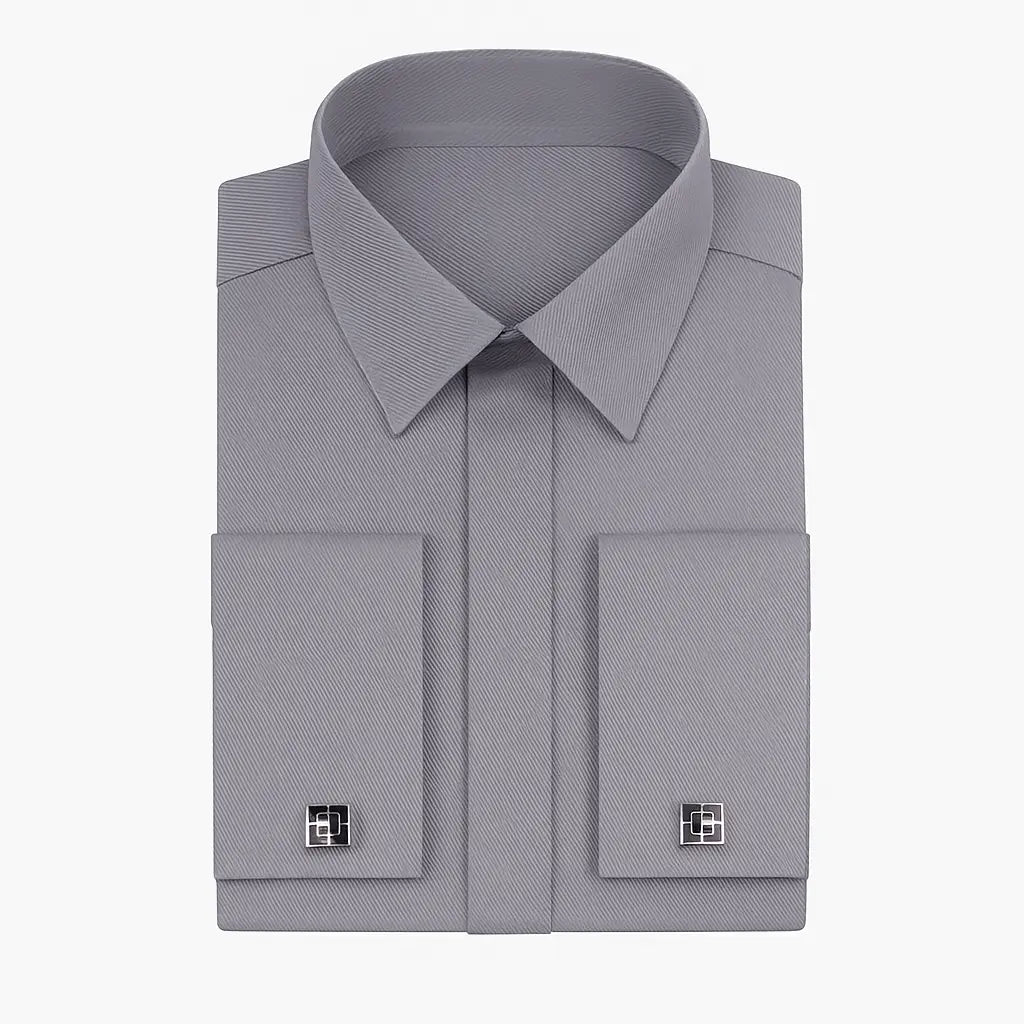 Camisa Social Masculina Punho duplo com abotoadeira de luxo e algodão premium