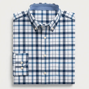 Camisa Masculina Xadrez Manga Longa De Algodão