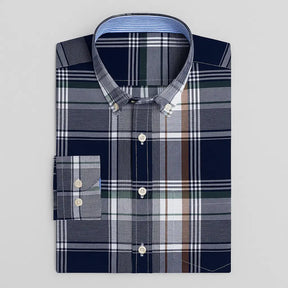 Camisa Masculina Xadrez Manga Longa De Algodão