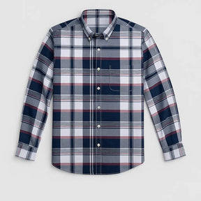 Camisa Masculina Xadrez Manga Longa De Algodão