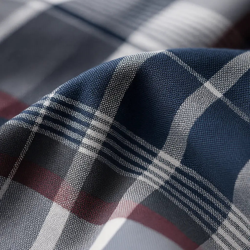 Camisa Masculina Xadrez Manga Longa De Algodão
