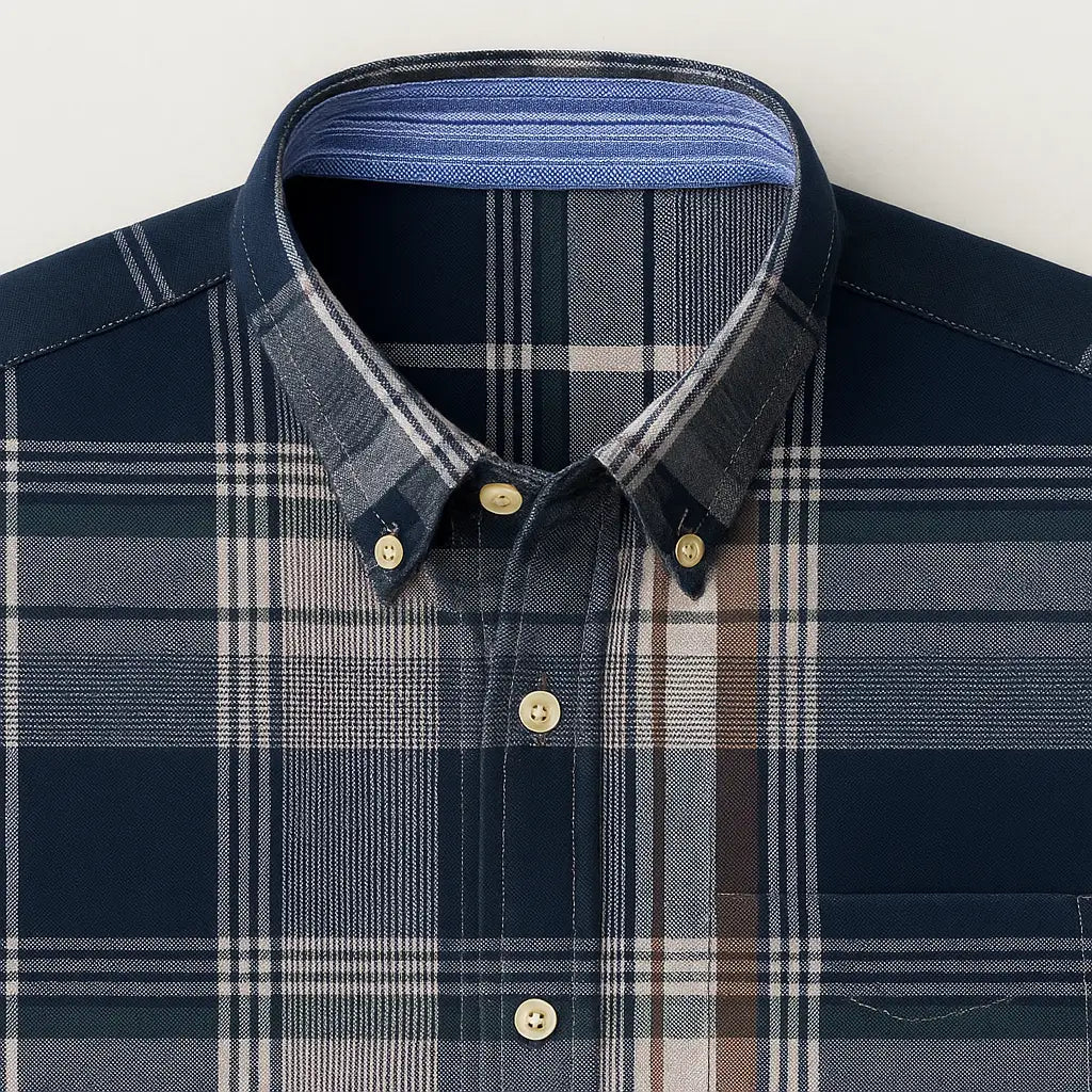 Camisa Masculina Xadrez Manga Longa De Algodão