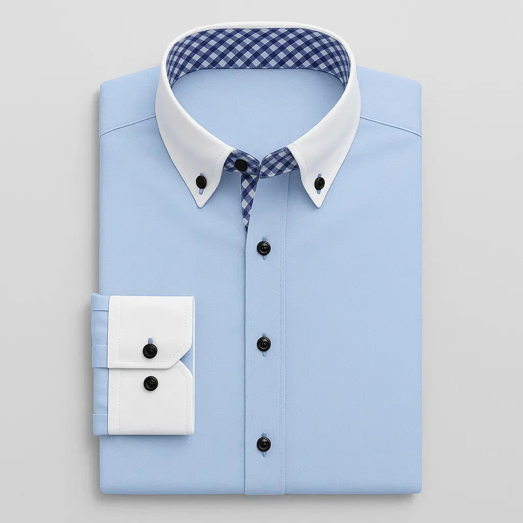 Camisa Social Masculina, manga longa com fechamento em botões 