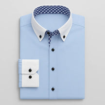 Camisa Social Masculina, manga longa com fechamento em botões 