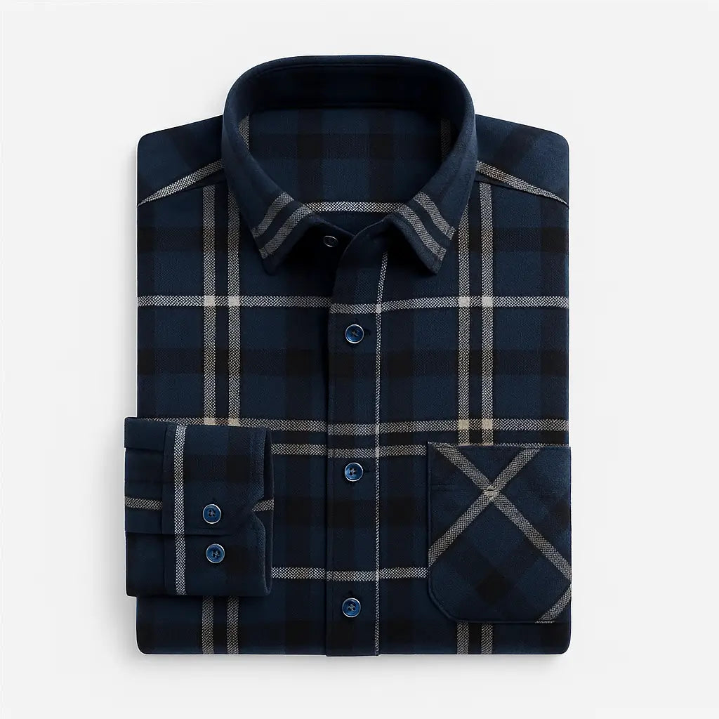 Camisa Xadrez Manga Longa Em Algodão