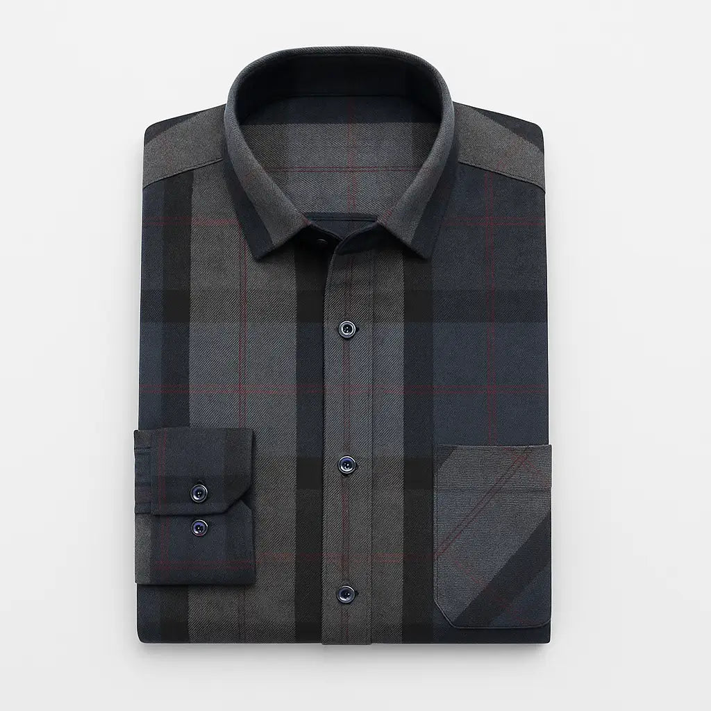 Camisa Xadrez Manga Longa Em Algodão