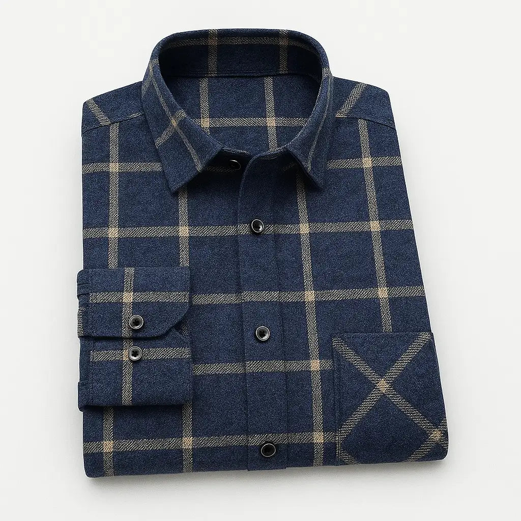 Camisa Xadrez Manga Longa Em Algodão