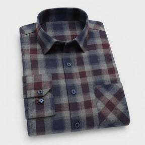 Camisa Xadrez Manga Longa Em Algodão