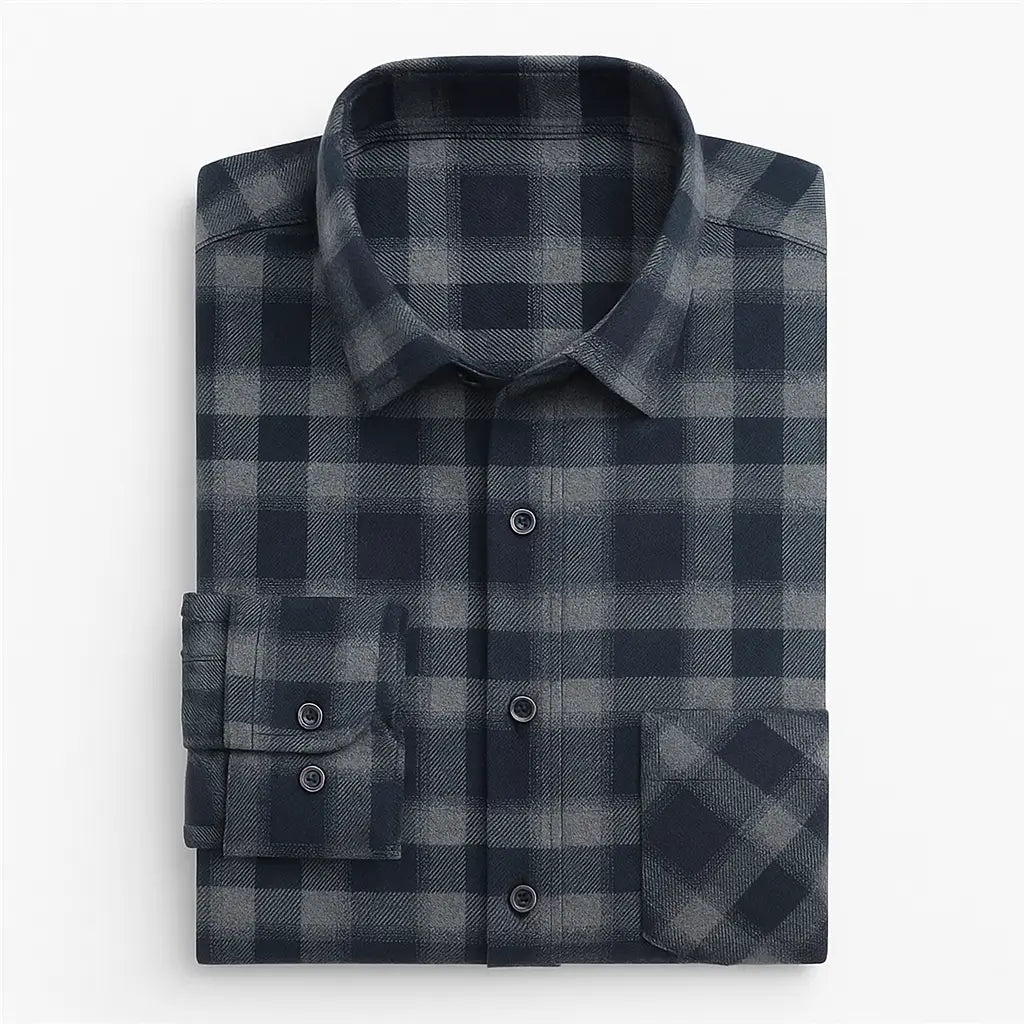 Camisa Xadrez Manga Longa Em Algodão