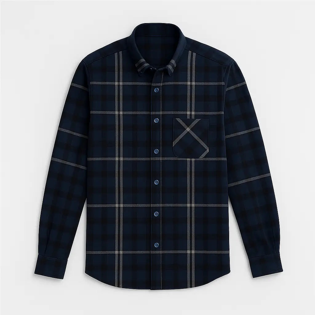 Camisa Xadrez Manga Longa Em Algodão