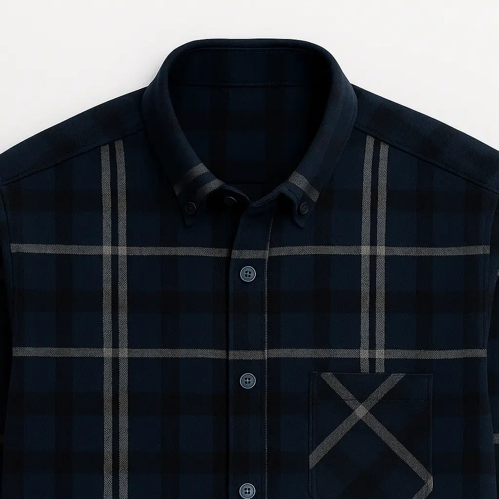 Camisa Xadrez Manga Longa Em Algodão