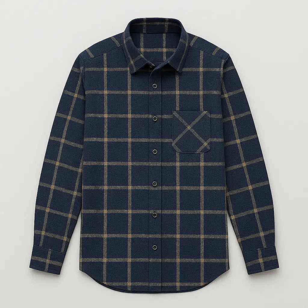 Camisa Xadrez Manga Longa Em Algodão