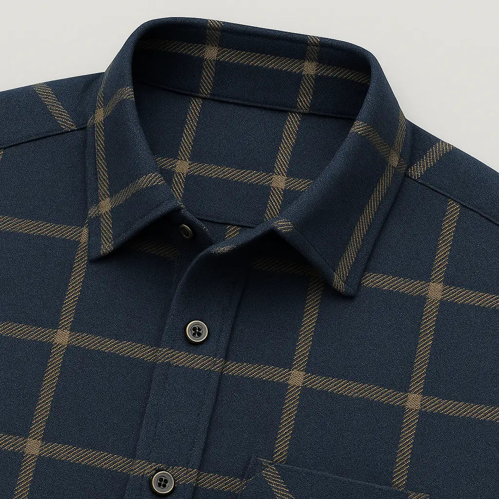 Camisa Xadrez Manga Longa Em Algodão