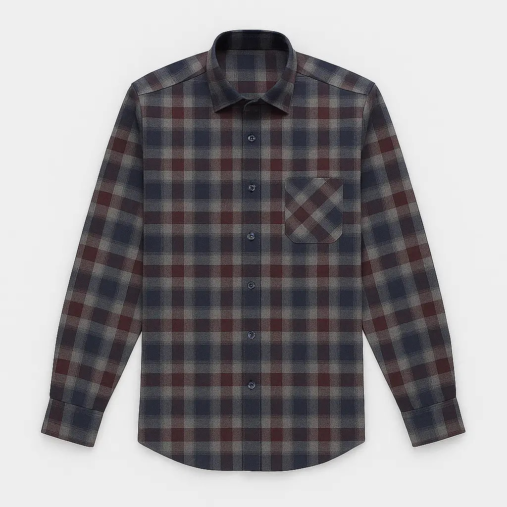 Camisa Xadrez Manga Longa Em Algodão